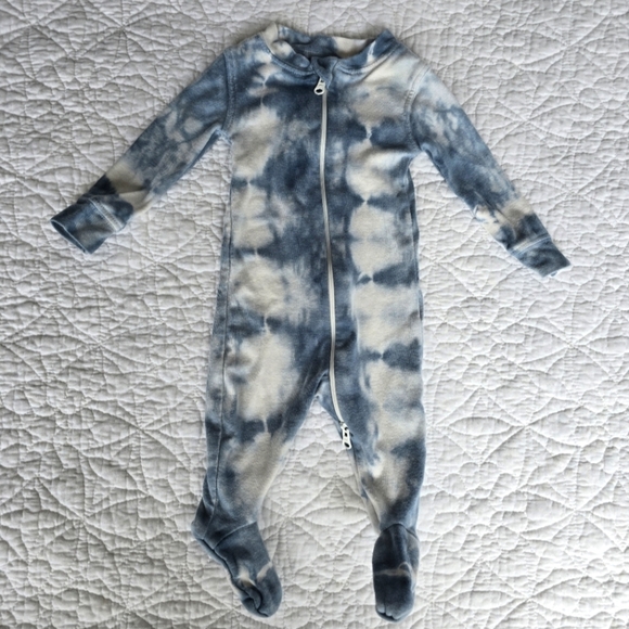 Rise Little Earthling 0-3m Organic Tie Dye Baby Footed Sleeper Footies Pajamas - Picture 1 of 10